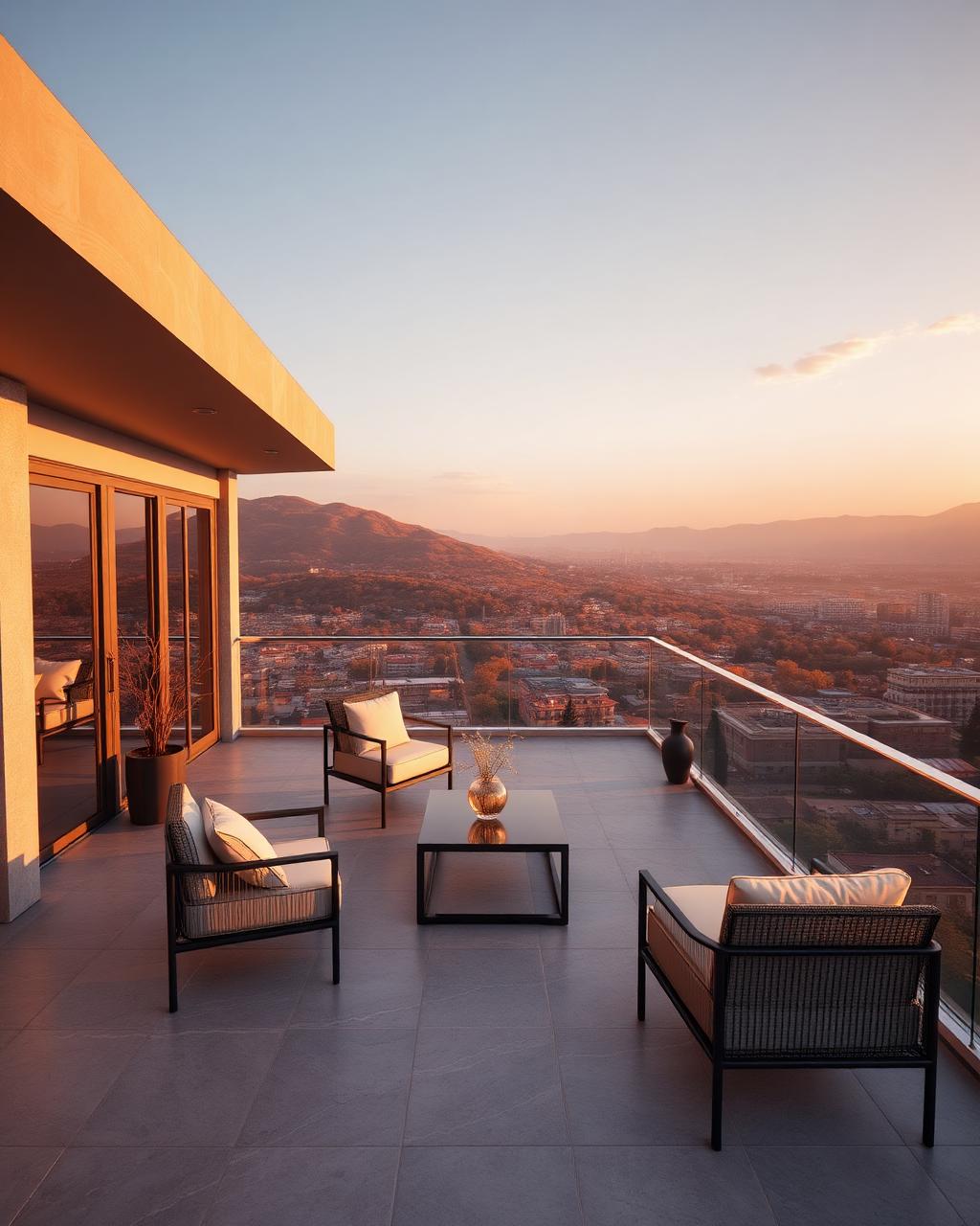 Private terrace at golden hour